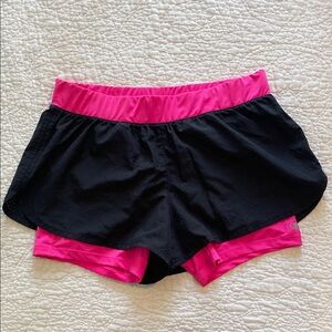 Champion Women’s Black & Hot Pink Layered Athletic Shorts